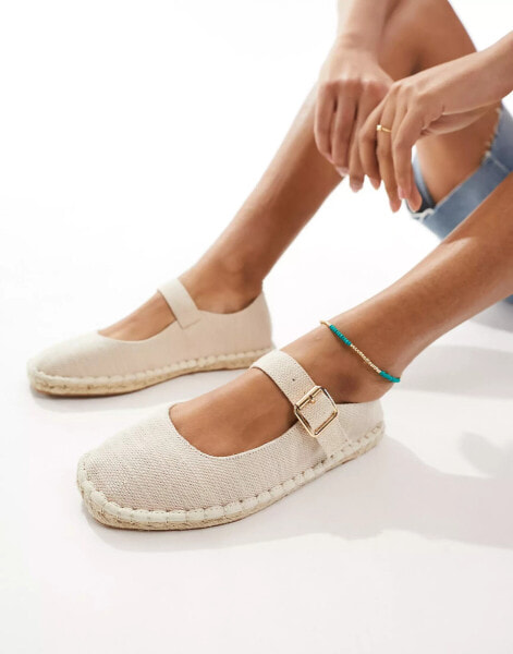 ASOS DESIGN Juliette mary jane espadrille in natural