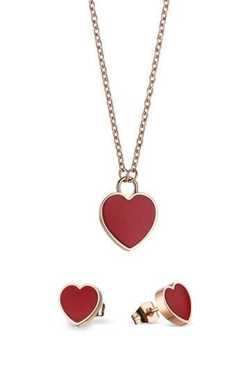 Arctic Symphony 431-715-Rose Romantic Bronze Jewelry Set (Necklace, Earrings)