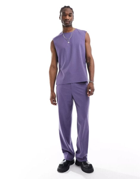 ASOS DESIGN high waist wide suit trouser in purple