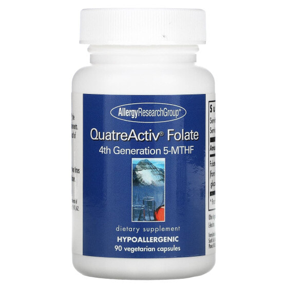 Allergy Research Group, QuatreActiv, фолат, 5-MTHF (метилтетрагидрофолат) 4-го поколения, 90 вегетарианских капсул