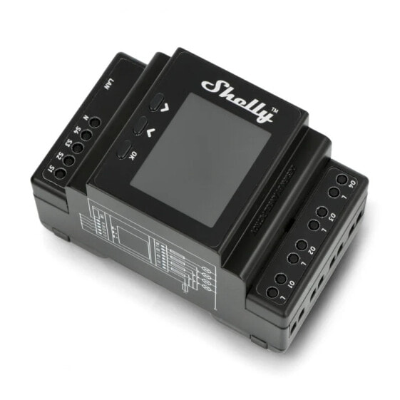 Умный дом Shelly Pro 4PM – контроллер WiFi 230V на 4 канала с дисплеем - Android / iOS приложение