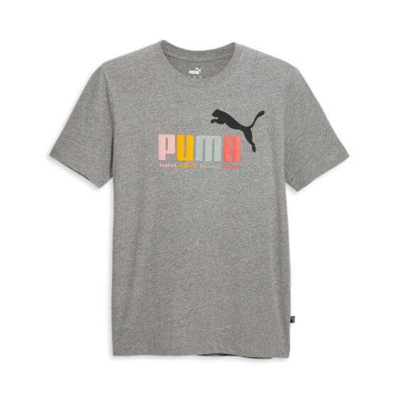 Puma Essentials Multicolor Crew Neck Short Sleeve T-Shirt Mens Grey Casual Tops