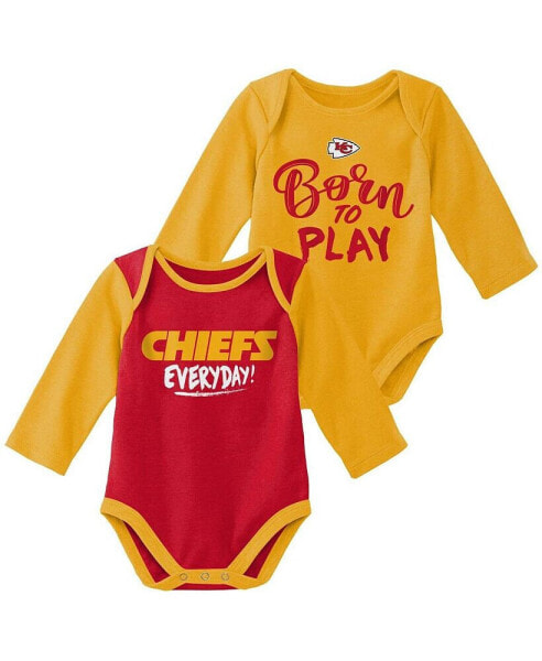 Unisex Newborn Infant Yellow and Red Kansas City Chiefs Little Player Long Sleeve 2-Pack Bodysuit Set