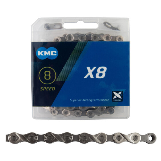 Цепь KMC X8.93 - 6, 7, 8-скоростная, 116 звеньев, серебристо-серая