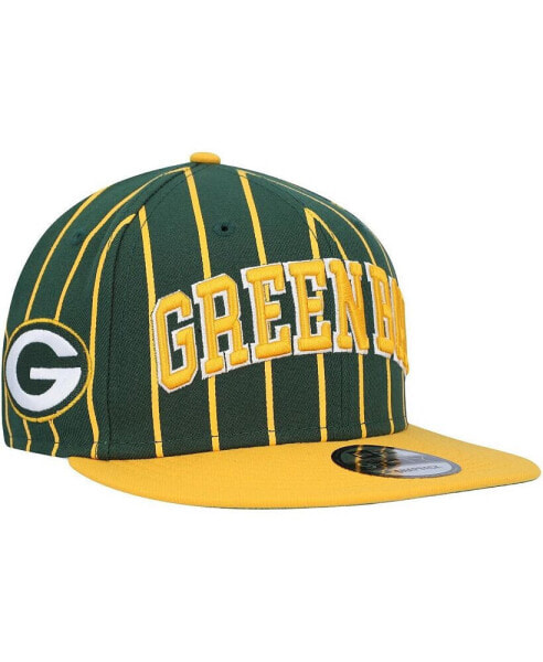 Бейсболка с наперстком New Era Green, Gold Green Bay Packers Pinstripe City Arch 9FIFTY