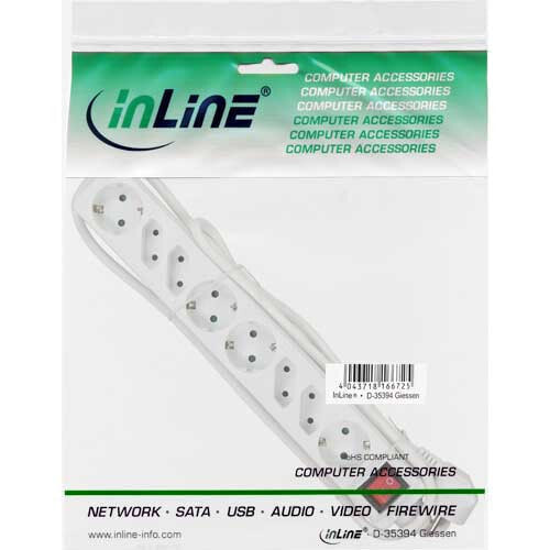 Удлинитель Inline Socket strip - 8-way - 4x CEE7/3 + 4x Euro CEE 7/16 - white - 3m