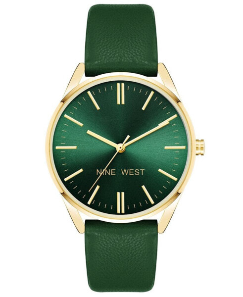 Women's Quartz Green Faux Leather Band Watch, 36mm