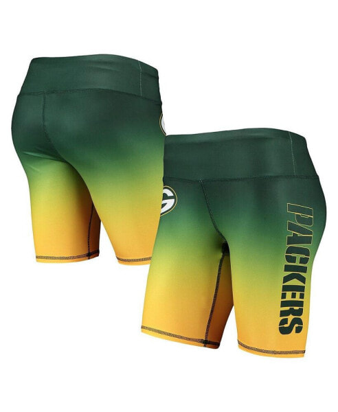 Women's Green Green Bay Packers Gradient Biker Shorts