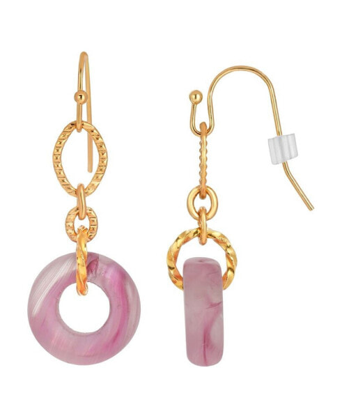 Gold Tone Pink Link Drop Earring