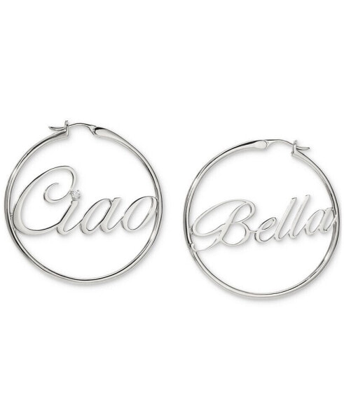 AJOA by Medium Cubic Zirconia "Ciao Bella" Hoop Earrings, 1.62"