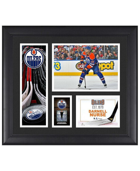 Darnell Nurse Edmonton Oilers Framed 15" x 17" Player Collage with a Piece of Game-Used Puck