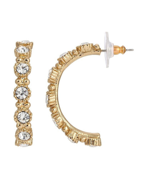 Серьги 2028 Gold-Tone Crystal Half Hoop