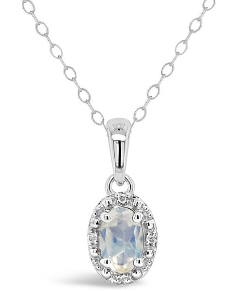 Macy's gemstone and Diamond Accent Pendant Necklace in Sterling Silver