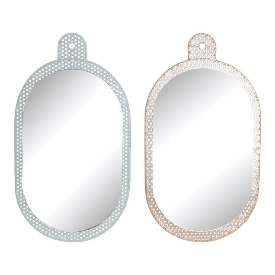 Настенное зеркало DKD Home Decor Белый Розовый Металл Стеклянный 22 x 1,5 x 40 cm (2 штук)