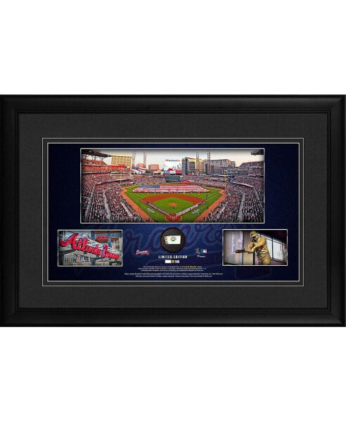 Картина панорама стадиона Fanatics Authentic Atlanta Braves с кусочком игрового бейсбольного мяча - Лимитированное издание 500