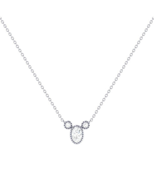 Oval Cut Natural Diamond 14K White Gold Birthstone Necklace