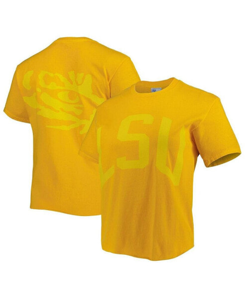 Women's Gold LSU Tigers Vintage-Like Tubular Hyper Bright 2-Hit Cropped T-shirt