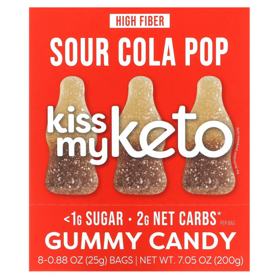 Kiss My Keto, Gummy Candy, кислая кола, 8 пакетиков по 25 г (0,88 унции)