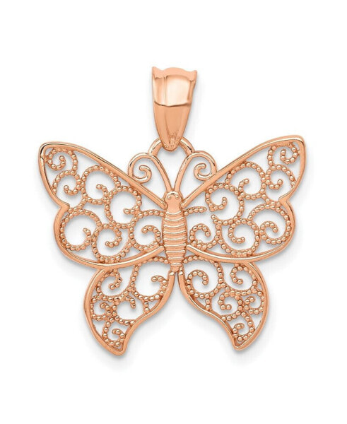 Filigree Butterfly Pendant in 14k Rose Gold