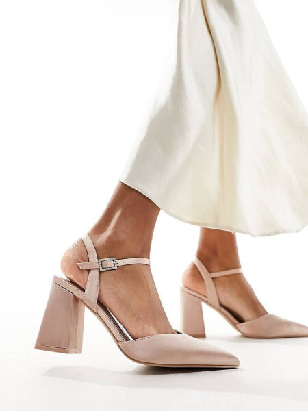 Be Mine Bridal Frankie embellished heeled shoes in blush satin