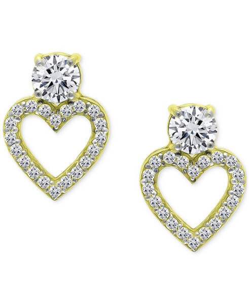 Cubic Zirconia Heart Stud Earrings in Sterling Silver, Created for Macy's (Also available in 18k gold-plated sterling silver)