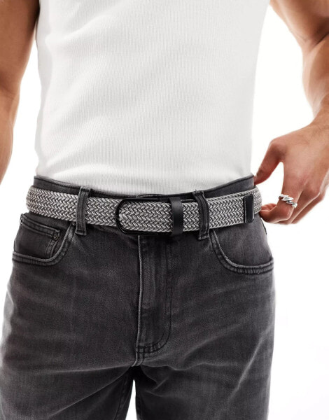 ASOS DESIGN woven belt in grey