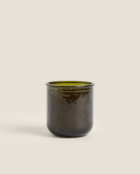 Olive green glass toothbrush holder