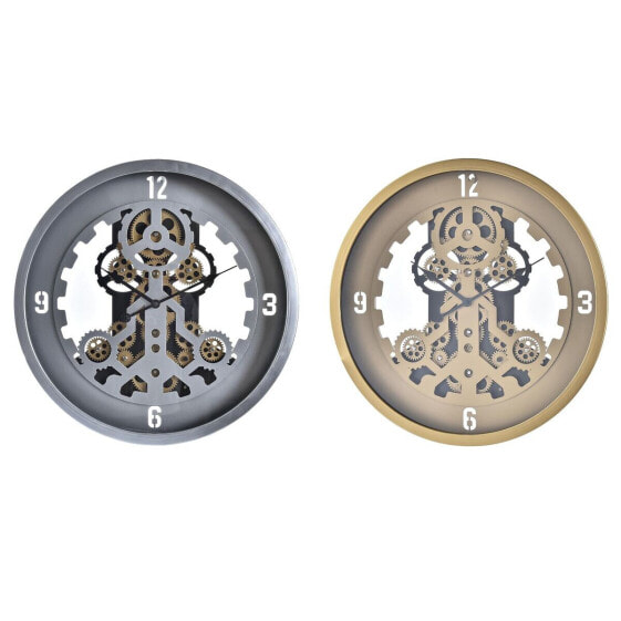Часы настенные DKD Home Decor Crystal Silver Golden Iron 50 x 8 x 50 см (2 шт)