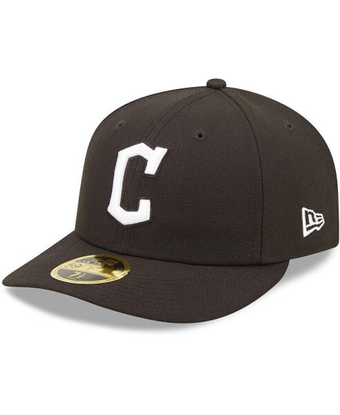 Men's Cleveland Guardians Black and White Low Profile 59FIFTY Fitted Hat