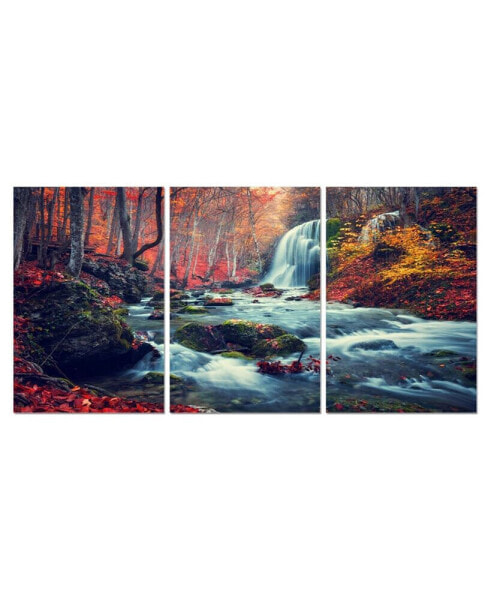 Картина для дома от Chic Home "Осенний лес" 3 шт. на холсте - 27" x 60"