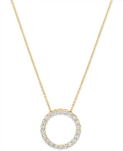 Diamond Circle Pendant Necklace (1 ct. t.w.) in 14k White or Yellow Gold, 16" + 2" extender
