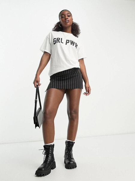 In The Style exclusive GRL PWR motif t-shirt in white