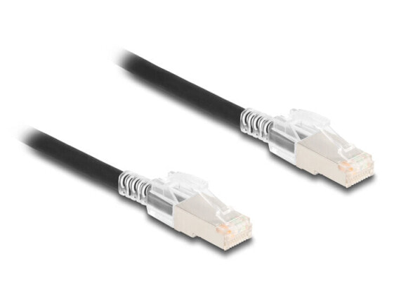 Delock RJ45 Netzwerkkabel Cat.6a S/FTP mit Secure Clips Set 2 m schwarz - Cable/adapter set - Network