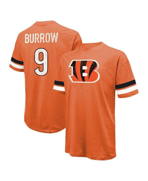 Men's Threads Joe Burrow Orange Distressed Cincinnati Bengals Name and Number Oversize Fit T-shirt