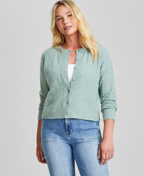 Women's Pointelle Knit Button Front Cardigan, Created for Macy's