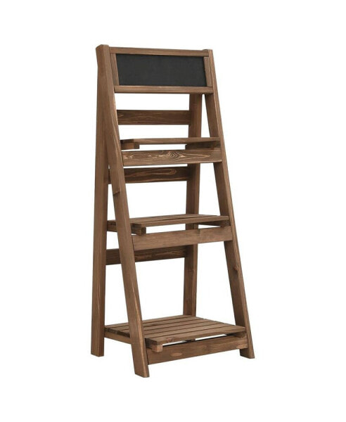 3-Tier Plant Stand with Blackboard 15.7"x11.8"x35.4" Solid Fir Wood