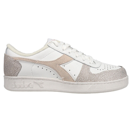 Diadora Magic Basket Low Icona Lace Up Womens Beige, White Sneakers Casual Shoe