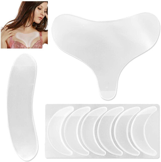 8-Piece Reusable Silicone Anti-Wrinkle Pad Set, Includes Cleavage Chest Pad Neck Plaster Eye Patches to Prevent and Eliminate Wrinkles