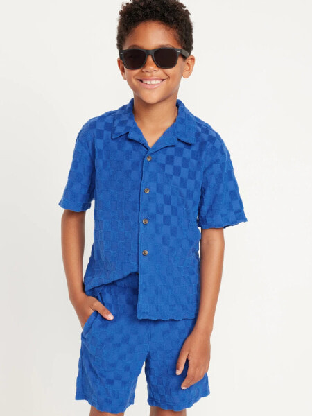 Short-Sleeve Loop-Terry Camp Shirt for Boys