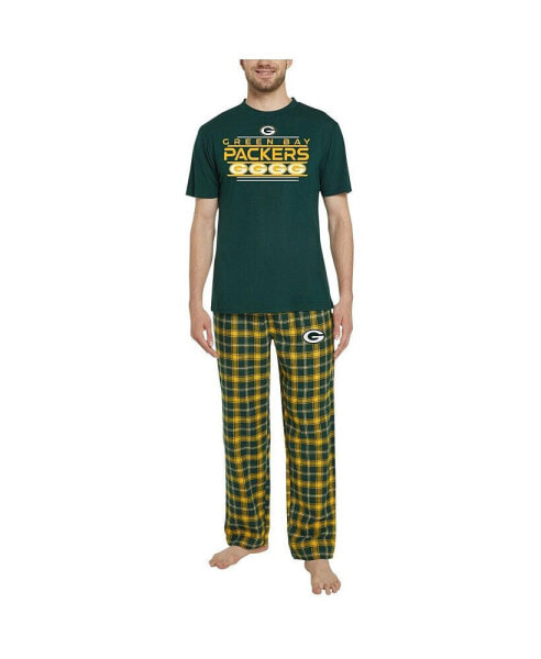 Men's Green, Gold Green Bay Packers Arctic T-shirt and Flannel Pants Sleep Set