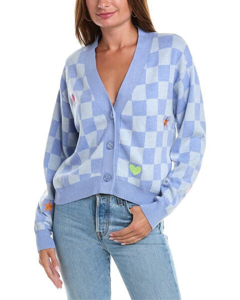 Wispr Cleo Checkerboard Silk-Blend Cardigan Women's