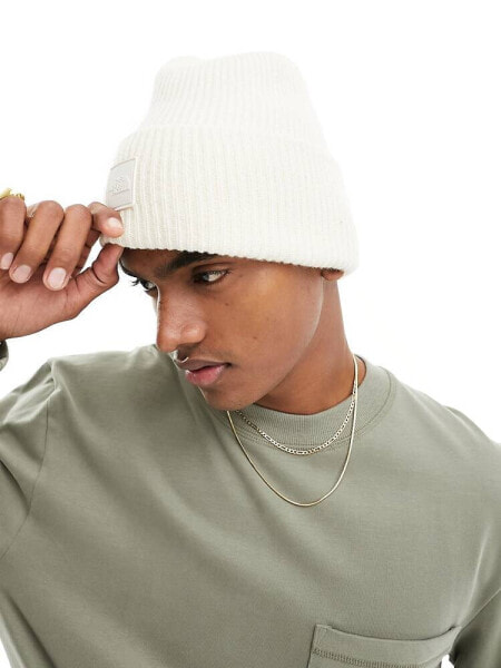 The North Face Urban Patch oversized beanie in off white