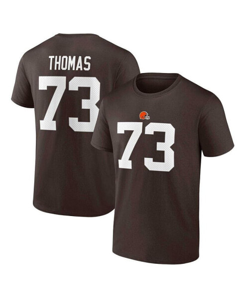 Men's Joe Thomas Brown Cleveland Browns Retired Player Icon Name and Number T-shirt