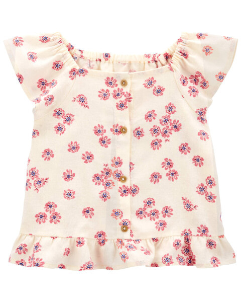 Toddler Floral Linen Top 5T