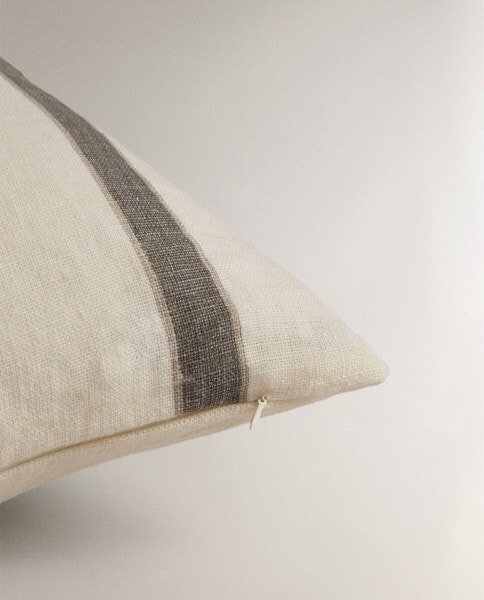 Striped linen cushion cover