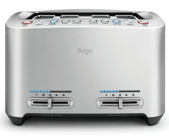 Sage the Smart Toast 4 - 4 slice(s) - Silver - Stainless steel - Buttons - 290 mm - 280 mm