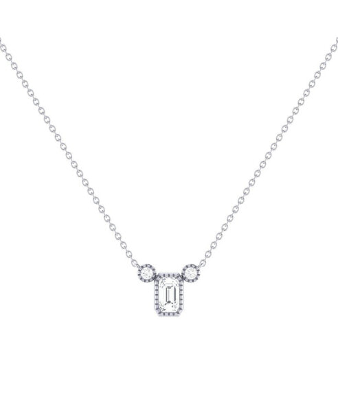 LuvMyJewelry emerald Cut Natural Diamond 14K White Gold Birthstone Necklace