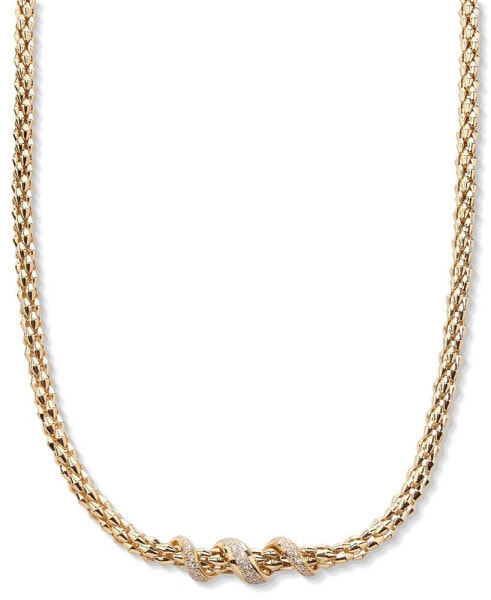 Diamond Twist Pyramid Link 18" Collar Necklace (5/8 ct. t.w.) in 14k Gold-Plated Sterling Silver