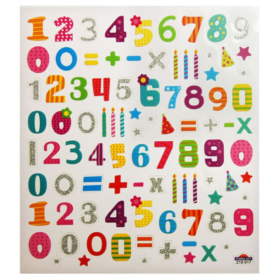 Набор наклеек Global Gift Классные числа, с блестками, разноцветные