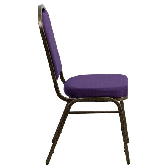 Hercules Series Crown Back Stacking Banquet Chair In Purple Fabric - Gold Vein Frame